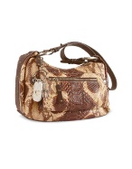 Nuovedive Brown Python Stamped Italian Leather Hobo Bag