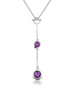 Amethyst Cubic Zirconia Sterling Silver Toggle Necklace