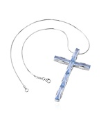 Blue Sterling Silver Cross Necklace