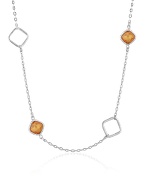Nuovegioie Champagne Cubic Zirconia Sterling Silver Chain Necklace