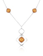 Champagne Cubic Zirconia Sterling Silver Drop Necklace