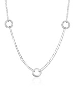 Nuovegioie Cubic Zirconia Circles Sterling Silver Chain Necklace