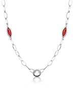 Nuovegioie Red Cubic Zirconia Sterling Silver Chain Necklace