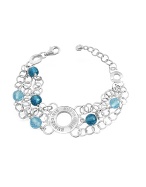 Nuovegioie Sterling Silver and Blue Stones Chain Bracelet
