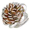 Nuovegioie Sterling Silver and Colored Zircons Flower Ring