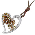 Nuovegioie Sterling Silver and Zircons Floating Heart Pendant