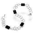 Sterling Silver Circle and Rectangle Bracelet
