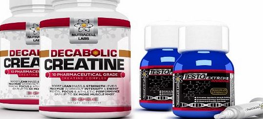 2 Month Anabolic Muscle Stack: Decabolic Creatine & Testo Extreme Anabolic - Strongest Legal Testosterone Booster / 10 Blend Creatine Powder