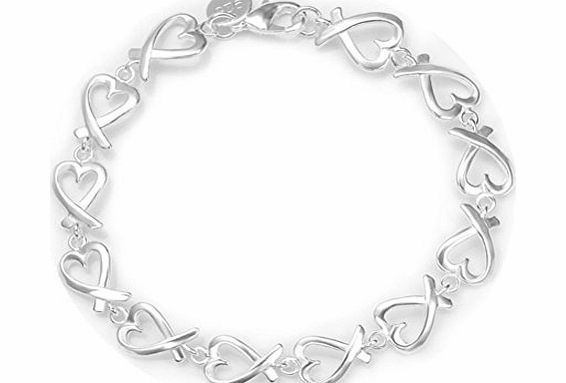NYKKOLA Fashion Beautiful 925 Silver Heart Circle LOVE Clock Bracelet,for Women
