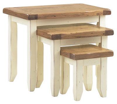 oak AND CREAM NEST OF TABLES RADLEIGH