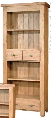 oak BOOKCASE TALL 71IN x 29.5IN WITH DRAWER