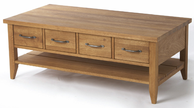 COFFEE TABLE 4 DRAWER AND SHELF WEALDEN