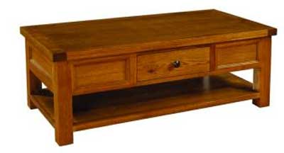 oak Distressed Coffee Table with Shelf Devonshire