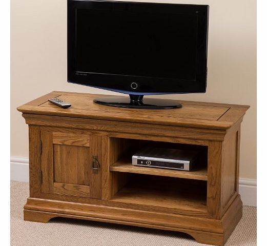 FRENCH RUSTIC SOLID OAK SMALL TV / DVD / HI-FI CABINET ENTERTAINMENT UNIT STAND