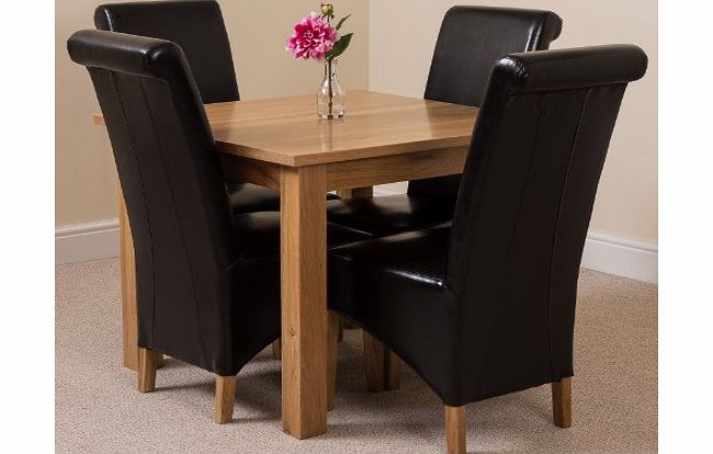 OAK FURNITURE KING OSLO OAK DINING TABLE amp; 4 BLACK MONTANA LEATHER CHAIRS