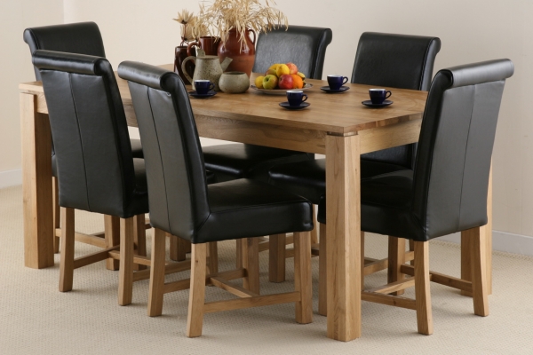 Galway 6ft Solid Oak Dining set with 6 Black