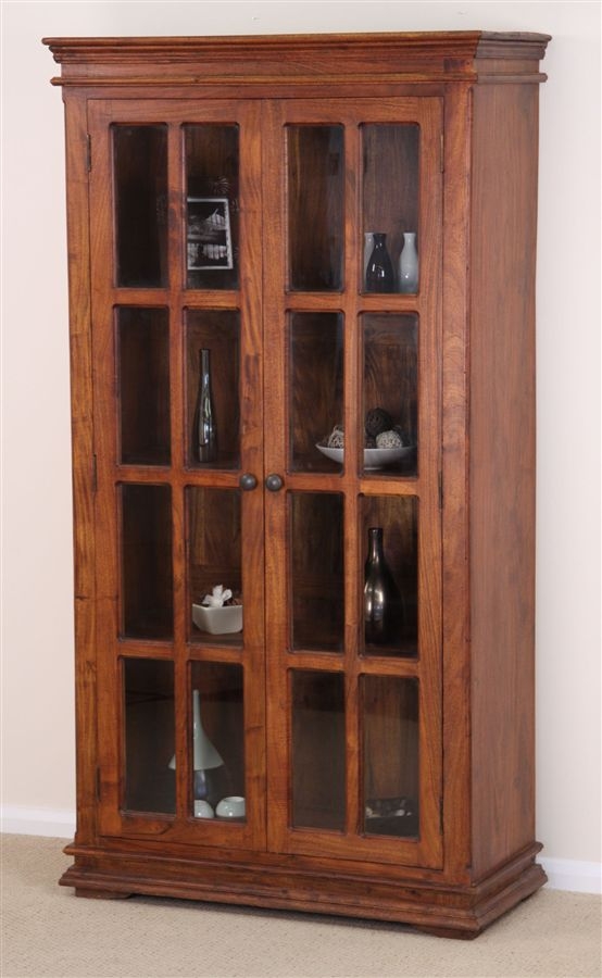 Oak Furniture Land Klassique Teak Indian 2 Door Display Cabinet