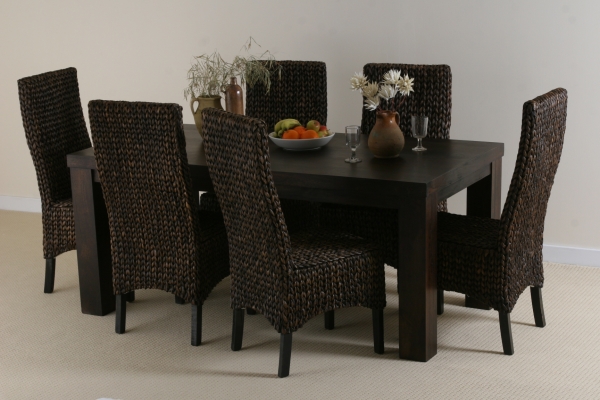 Oak Furniture Land Mantis Dark Solid Mango 6ft Indian Dining Set