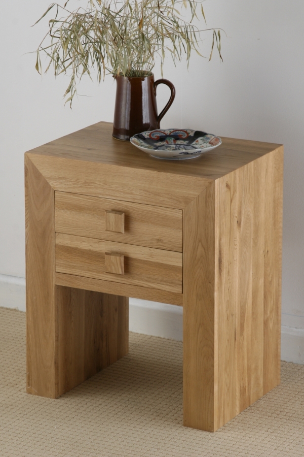 Oak Furniture Land Nero Solid Oak 2 Drawer Side/Bedside Table