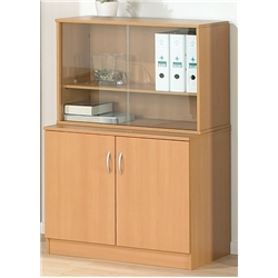 Oak Single Shelf Glazed Bookcase Size (WxDxH):