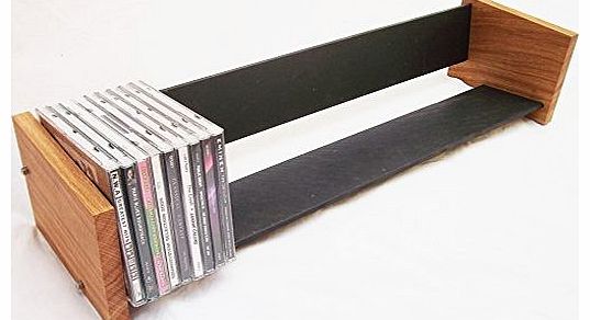 Oak Slate Design Long CD Rack - Modern Contemporary Style