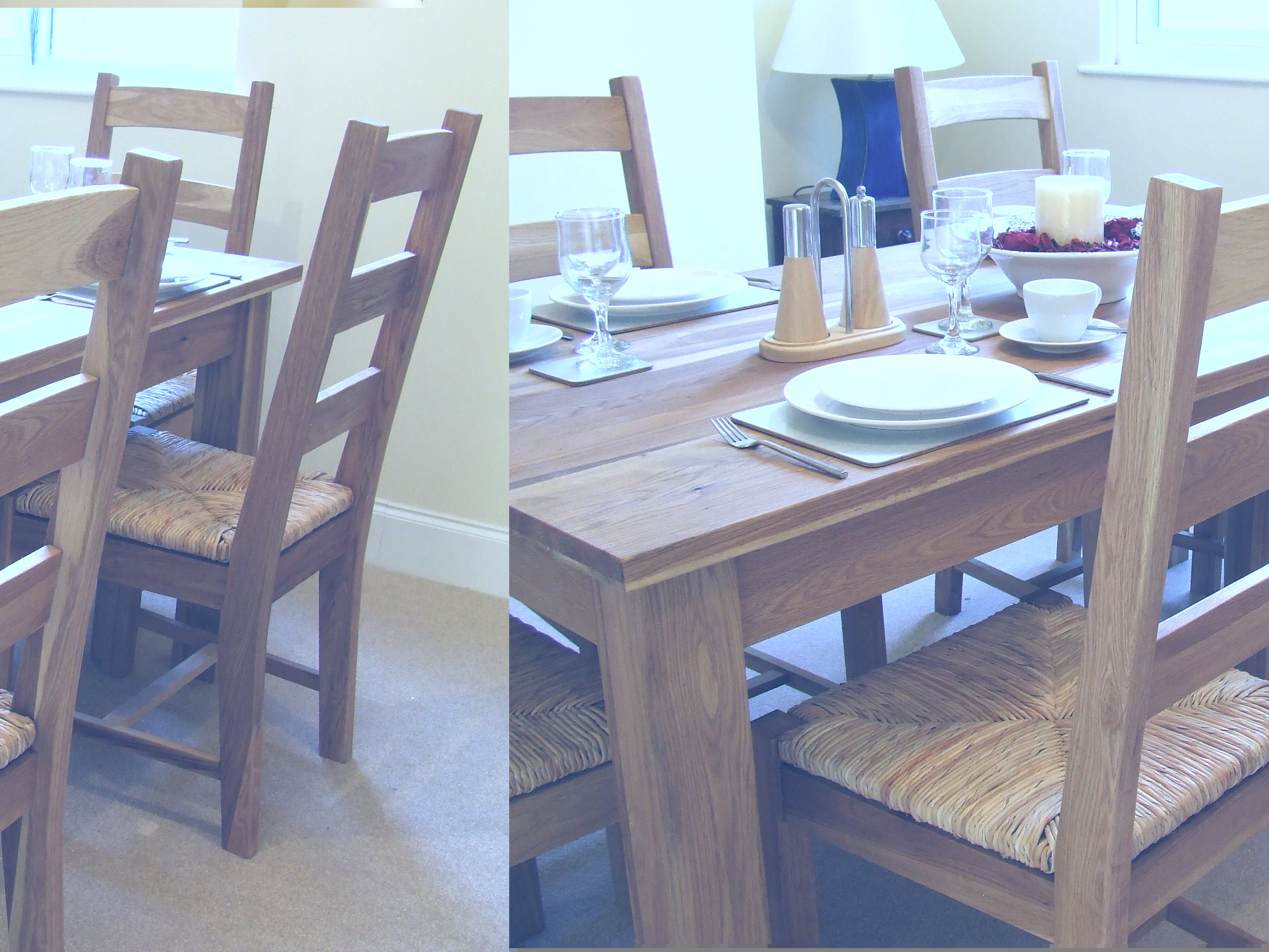 Solid Oak Ladder Back Dining Chair - Rush Pad