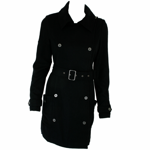 Ladies Oakley Infantry Belted Wool Coat 001 Black