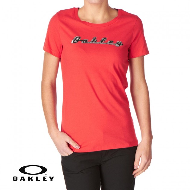 Oakley Womens Oakley Barkette Tee T-Shirt - Cherry Red