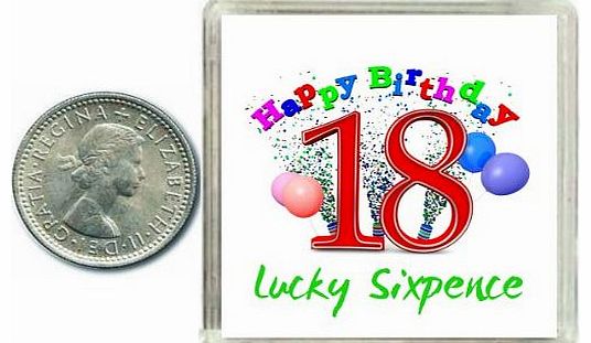 18th Birthday Lucky Silver Sixpence Gift in presentation keepsake box. Great good luck present idea for boy or girl
