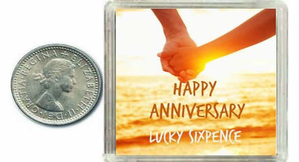 Lucky Silver Sixpence Coin Wedding Anniversary Gift for Husband, Wife or Couple. Includes presentation keepsake box, great present idea