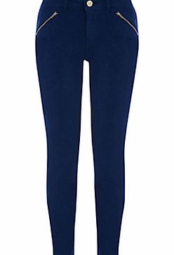 Oasis Coloured Zip Pocket Jade Jeans, Rich Blue