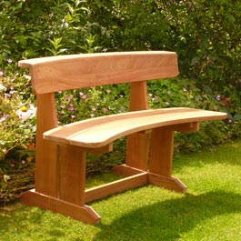 Two seater curved teak Oasis bench.