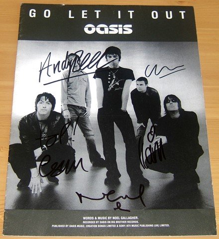 OASIS GROUP SIGNED SHEET MUSIC