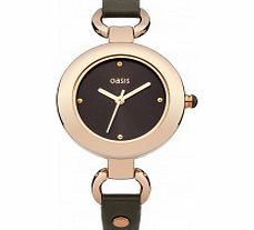 Oasis Ladies Grey Leather Strap Watch