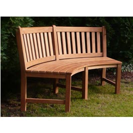 oasis Teak Curved 3 Seater Bench