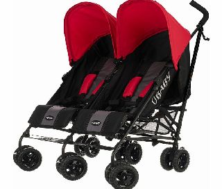 Obaby Apollo Twin Stroller Black with Red Hood