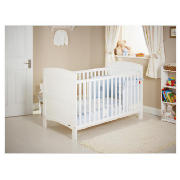 OBaby Grace Cot Bed, White with Blue Bedding