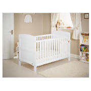 OBaby Grace Cot Bed, White with White Bedding