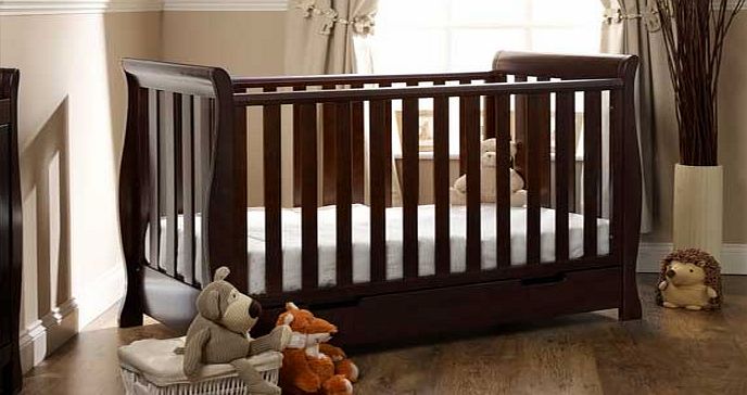 Obaby Lincoln Mini Sleigh Cot Bed - Walnut