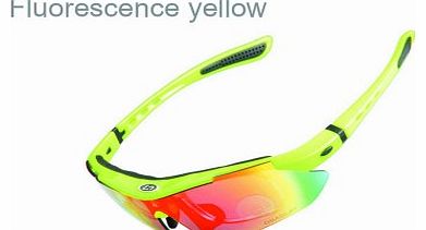 OBAOLAY Unisex outdoor sports sunglasses Goggles for Cycling, driving, running, hunting, go fishing,frame in fluorescent yellow