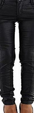 Sexy Quality Black Leather Look womens Stretch Jeans Goth Biker Style UK 6 - 16. Waist sizes Available between 27``- 36`` inches (Tag XXL fits waist 35-36 inches ( 88.5-91 cm))
