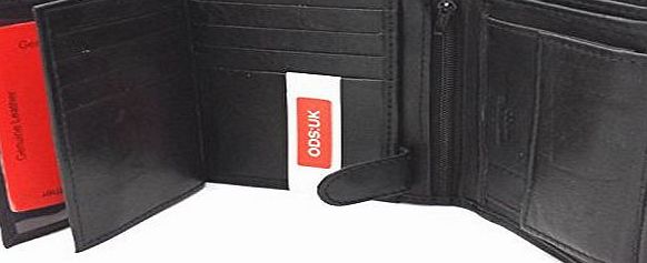ODS:UK MENS HIGH LUXURY SOFT LEATHER TRI FOLD DESIGN WALLET CREDIT CARD SLOTS, ID WINDOW AND COIN POCKET