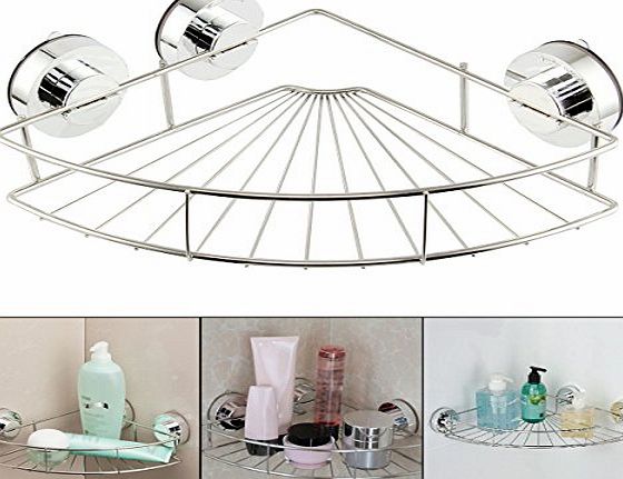 Oenbopo Strong Vacuum Bathroom Corner Shelf Suction Sucker Storage Rack Holder Hook Shower Caddy Wall Corner Organizer for Shampoo, Conditioner for Bathroom or Kitchen Storage