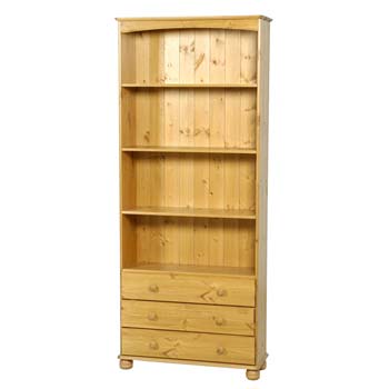 Oestergaard Wokingham Solid Pine 3 Shelf 3 Drawer Bookcase