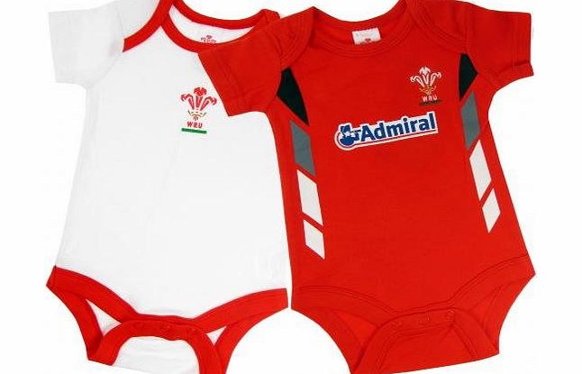 Official Football Merchandise Wales RFU Baby Bodysuit (2pk) - 3/6 Months