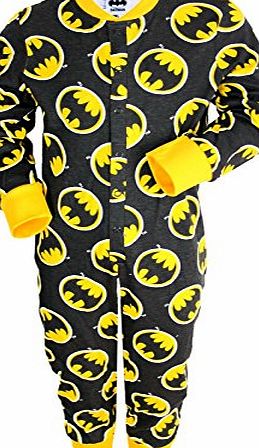 Official Licensed TV Characters Boys Unisex Character Onesie All In One Pyjamas Girls Nightwear Marvel Comic pj Cartoon Gift Kids pjs (7-8 years, Batman Classic(Black/Yellow))