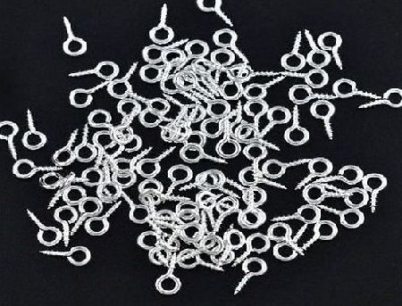 OJ Santos 100 x Silver Plated 8mm x 4mm Screw Eye Bails Jewellery Craft Findings (Crafts - Jewellery Making Beads - Fashion Charms - Jewelry Accessories - Jewellery Findings) D1