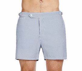 Blue and white stripe board shorts