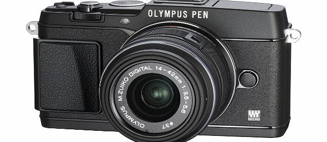 PEN E-P5 Micro Four Thirds Interchangeable Lens Camera - Black (16.1MP, Live MOS, M.Zuiko 17mm 1:1.8mm Lens, VF-4 Elelctronic Viewfinder) 3.0 inch Tiltable Touchscreen LCD