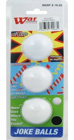 3 Joke Novelty Golf Balls Exploder/Jetstreamer/Unputtaball